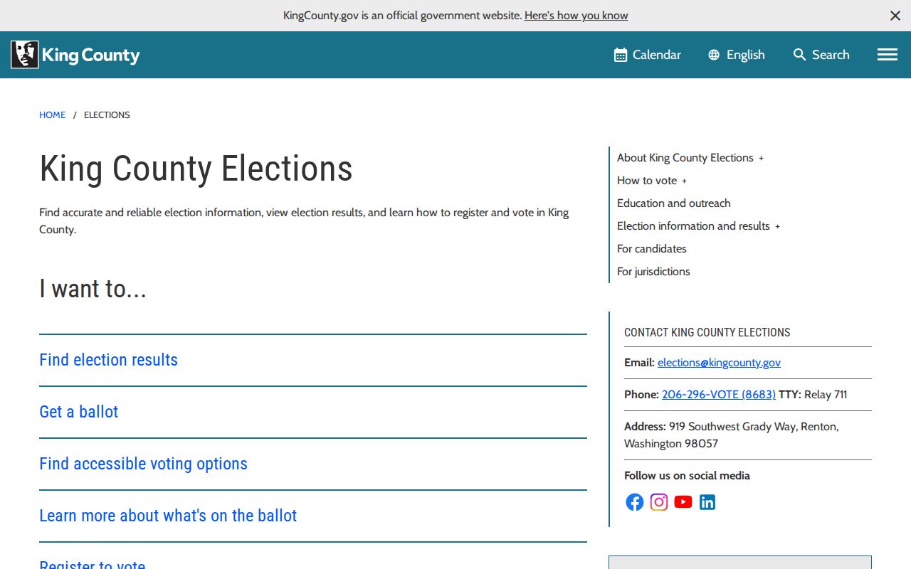 Sammamish voter records at King County Elections